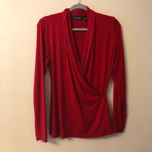 Ralph Lauren long-sleeve tunic top draped front M